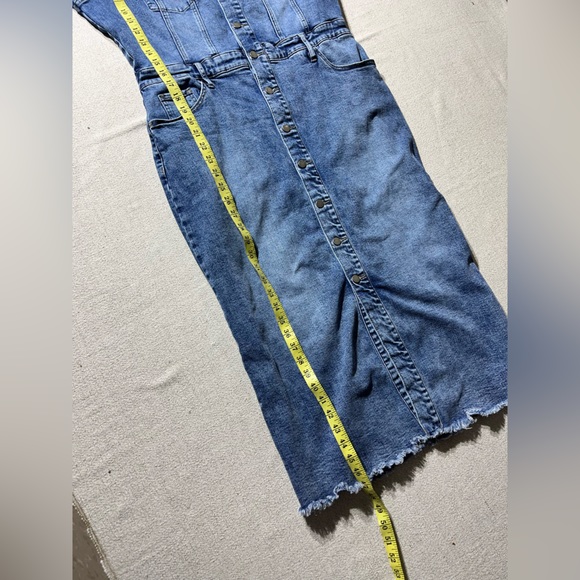 Billy T Raglan Sleeve Denim Button Down Western Maxi Shirt Dress - Picture 8 of 9